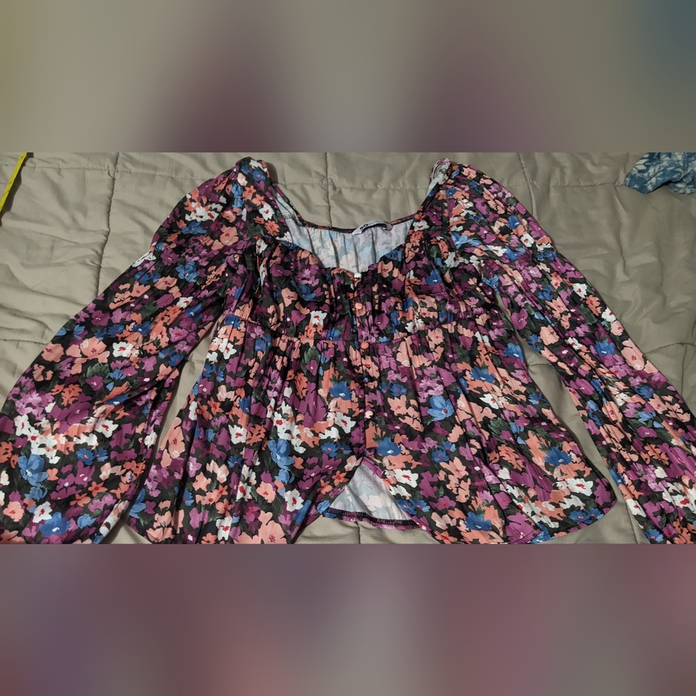 Floral SO Women's Top Size Large L - Picture 2 of 8